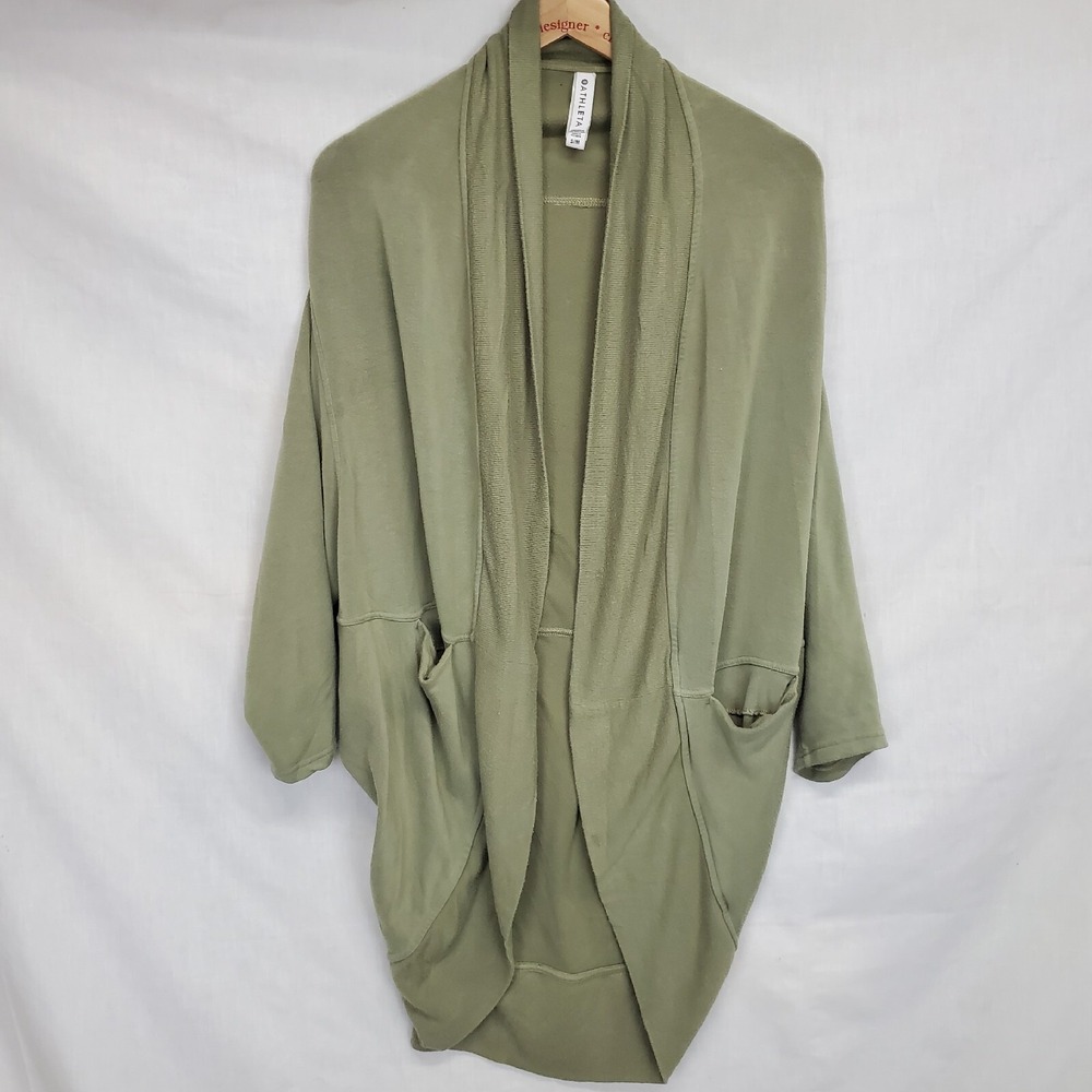 Athleta Cardigan Size S/M Green Ethereal Cocoon Wrap Open Front Long Sleeve